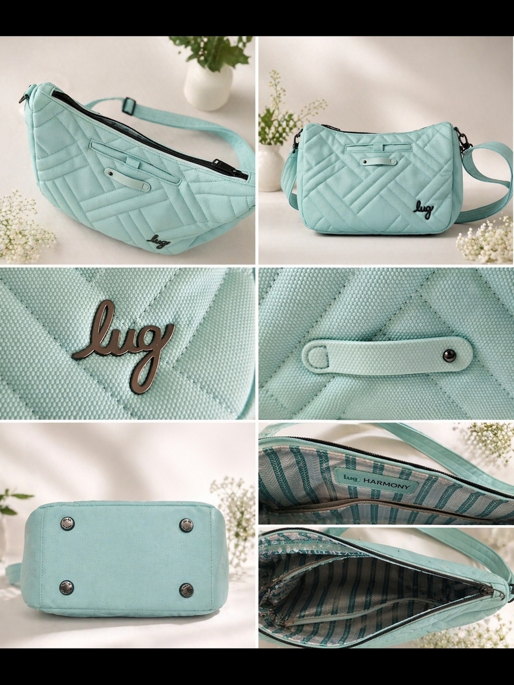 lug Quilted Crossbody Bag in Mint Green